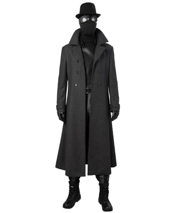 Spider Man Long Black Wool Trench Coat