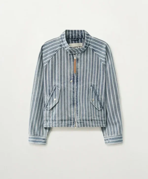 Stripe Denim Harrington Jacket