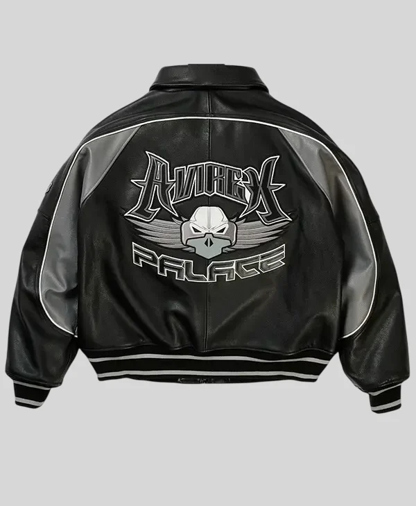 order now Palace x Avirex Black Leather Jacket