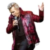Billy Idol Burgundy Distressed Leather Jacket