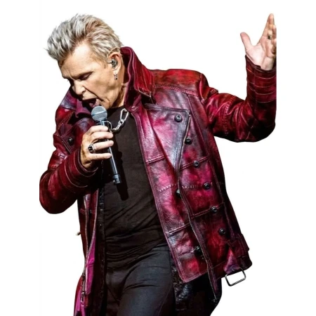 Billy Idol Burgundy Distressed Leather Jacket