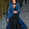 Dua-Lipa-Footwear-Blue-Leather-Trench-Coat.webp